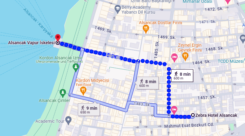Alsancak Vapur İskelesi Yakınlık Mesafesi